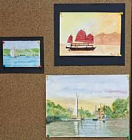 Paintings produced by group members for the October Theme of the Month - Boats
